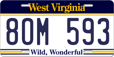 WV license plate 8OM593