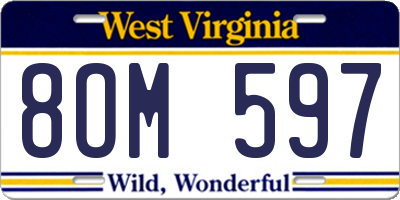 WV license plate 8OM597