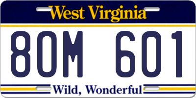 WV license plate 8OM601