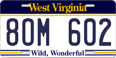 WV license plate 8OM602