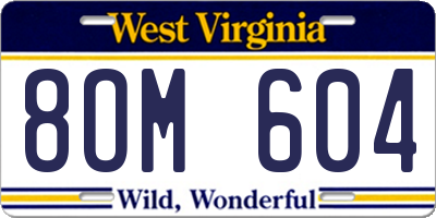 WV license plate 8OM604