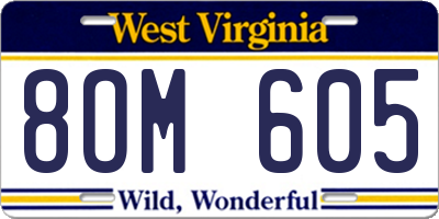 WV license plate 8OM605