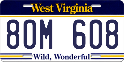 WV license plate 8OM608