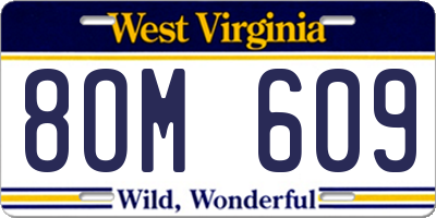 WV license plate 8OM609