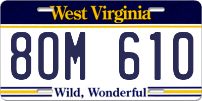 WV license plate 8OM610