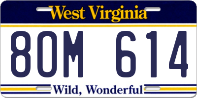 WV license plate 8OM614