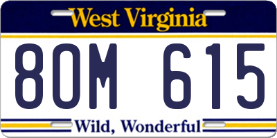WV license plate 8OM615