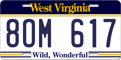 WV license plate 8OM617