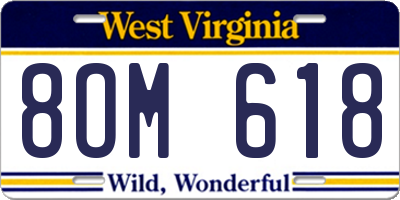 WV license plate 8OM618
