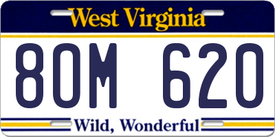 WV license plate 8OM620