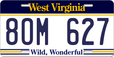 WV license plate 8OM627