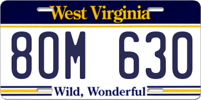 WV license plate 8OM630