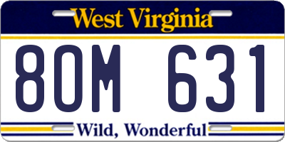 WV license plate 8OM631