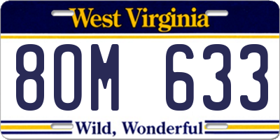 WV license plate 8OM633
