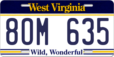 WV license plate 8OM635