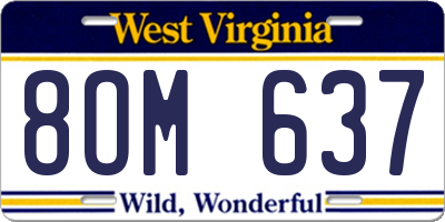 WV license plate 8OM637