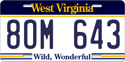 WV license plate 8OM643