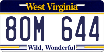 WV license plate 8OM644