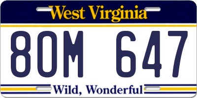 WV license plate 8OM647