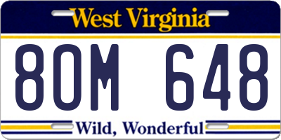 WV license plate 8OM648