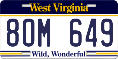 WV license plate 8OM649