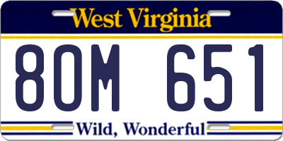 WV license plate 8OM651