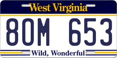 WV license plate 8OM653