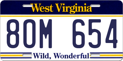 WV license plate 8OM654