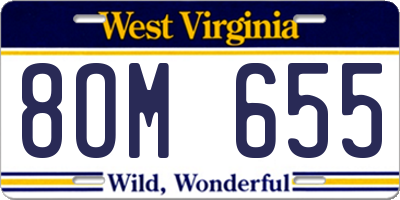 WV license plate 8OM655