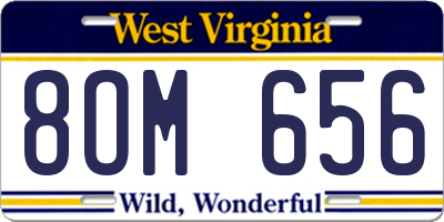 WV license plate 8OM656