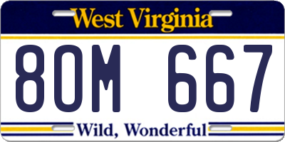 WV license plate 8OM667