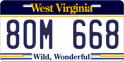 WV license plate 8OM668