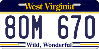 WV license plate 8OM670