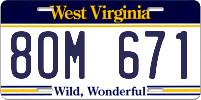 WV license plate 8OM671