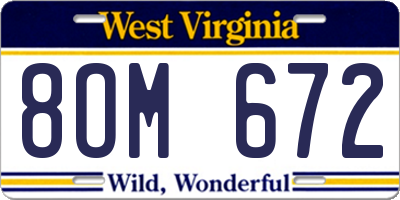 WV license plate 8OM672