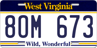 WV license plate 8OM673
