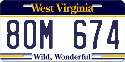 WV license plate 8OM674