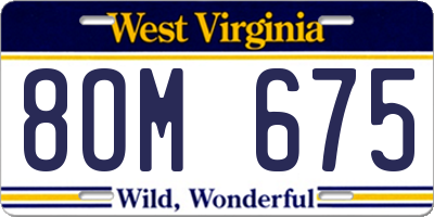 WV license plate 8OM675