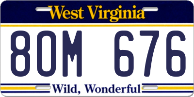 WV license plate 8OM676
