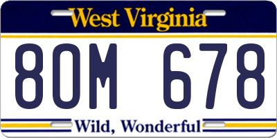 WV license plate 8OM678