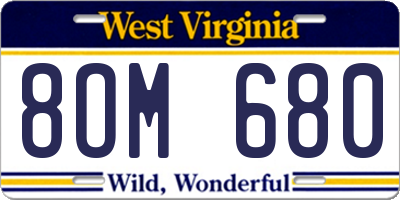 WV license plate 8OM680