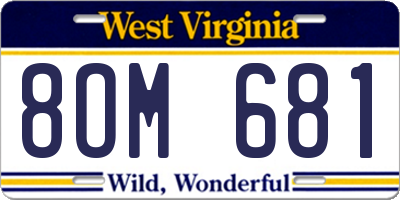 WV license plate 8OM681