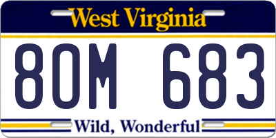 WV license plate 8OM683
