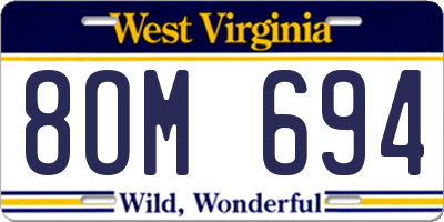WV license plate 8OM694