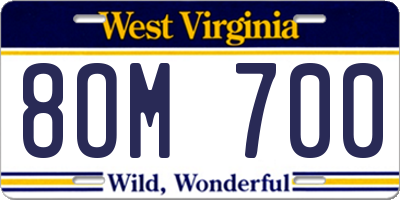 WV license plate 8OM700