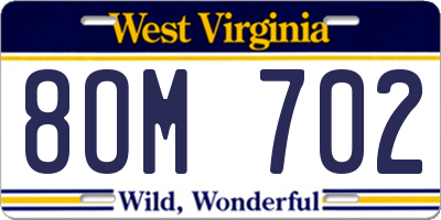 WV license plate 8OM702