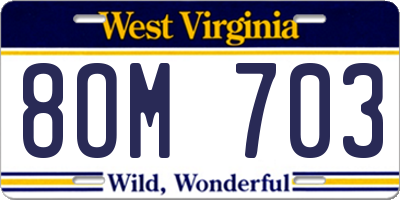 WV license plate 8OM703