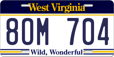 WV license plate 8OM704