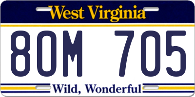 WV license plate 8OM705