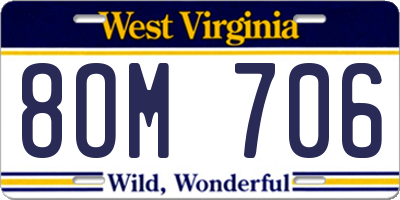 WV license plate 8OM706